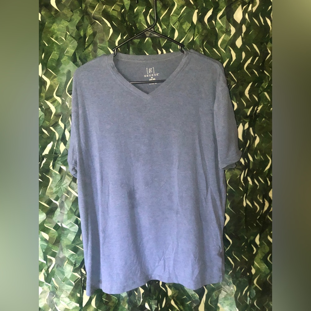 George Men's Blue V-Neck Shirt